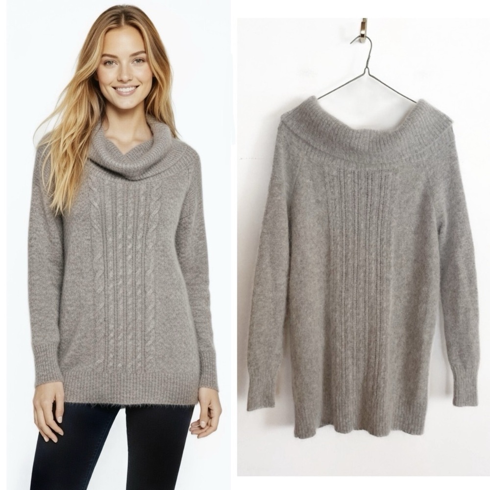 Moda International Rabbit Hair Wool blend Womens Sweater Cowl Gray size Medium